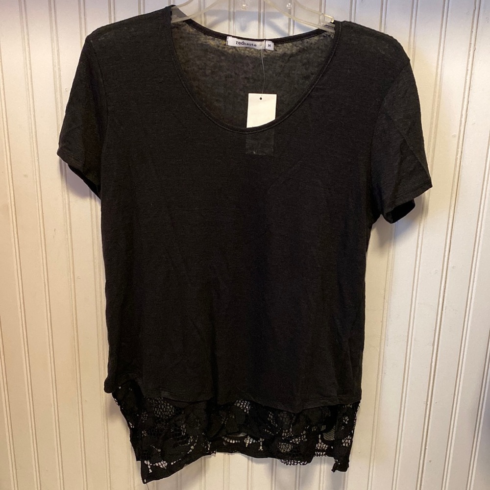 Redhaute black short sleeve asymmetrical t-shirt